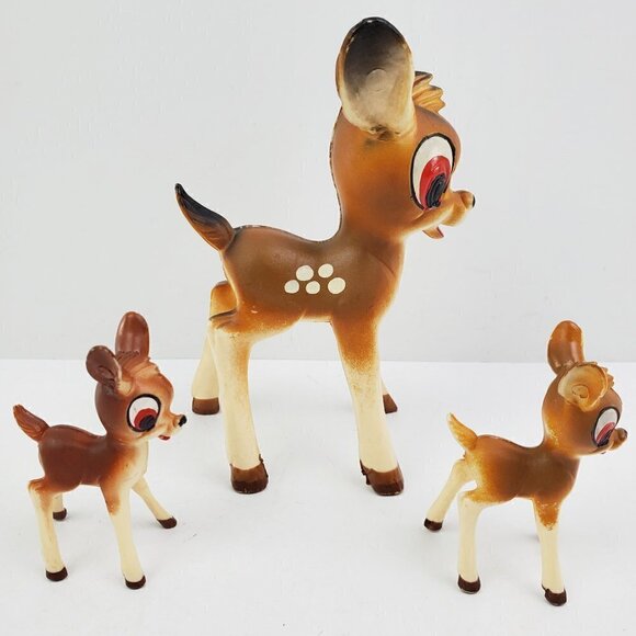 Bambi Deer Vintage WDP Walt Disney Production Toy Figurines Plastic Set of 3 - Picture 8 of 8